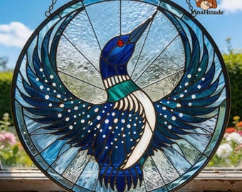 Rebel Loon Stained Glass Suncatcher, Strong Minnesota Bird Glass Window Hanging, Gift For Bird Lovers, Rebel Alliance Bird, No Kings Rally