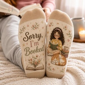 Personalized Book Lover Socks, Custom Reading Socks, Cozy Bookish Gift for Women Men, Sorry I'm Booked Reader Gift, Bookworm Birthday Gift