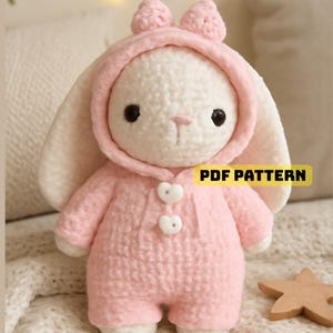 9 in 1 Pajama Bunny Crochet Pattern | Bunny in Pajamas Amigurumi | Digital PDF Pattern