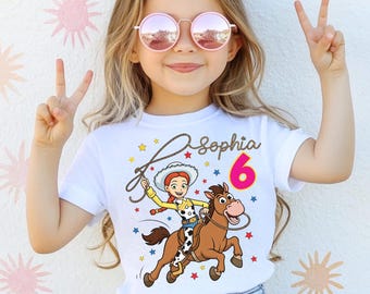 Personalized Name Jessie Cowgirl Shirt, Pixar Toy Story 5 Birthday Girl Shirt, Disney Western Country Tee, WDW Girl Trip Outfit