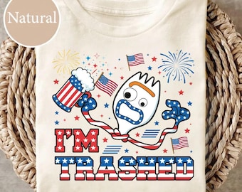 I'm Trashed For 4th Of July Shirt, Funny Disney Forky Shirt, Day Drinking Party Shirt, Disneyworld Trip, USA 250th Anniversary Shirt