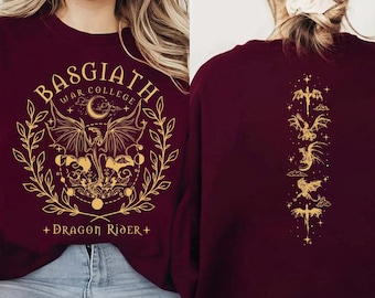 Fourth Wing Double Sided Sweatshirt, Basgiath War College Hoodie, The Empyrean Series, Violet Sorrengail Fantasy Book, Fantasy Reader