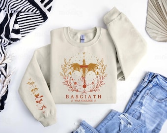 Fourth Wing Embroidered Sweatshirt, Xaden Riorson, Bookish Shirt, Basgiath War College Embroidered Hoodie, Dragon Rider, Violet Sorrengail