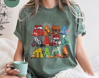 Comfort Colors Disney Pixar Cars Mama Shirt, Disney Mom Shirt, Mother Day Shirt, Pixar Cars Mama Shirt, Mama Gift, Mom Shirt
