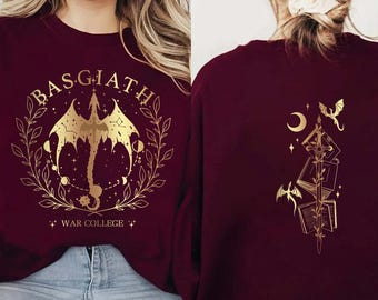 Basgiath War College 2-Sided Sweatshirt, The Empyrean Series, Dragon Rider Shirt, Onyx Storm Merch Tee, Gift for Book Reader, Xaden Riorson