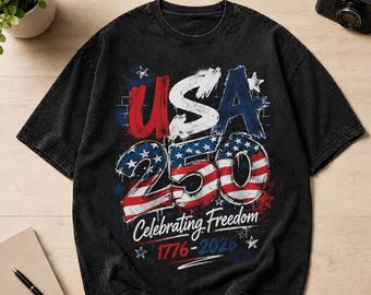 Patriotic Shirt 4th of July Comfort Tee, 250th Anniversary Faux Patchwork USA Tee, 1776- 2026 Independence Day Tee, Free style America Shirt