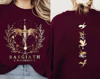 Basgiath War College 2-Sided Sweatshirt, The Empyrean Series, Dragon Rider Shirt, Xaden Riorson, Onyx Storm Merch, Gift for Book Reader