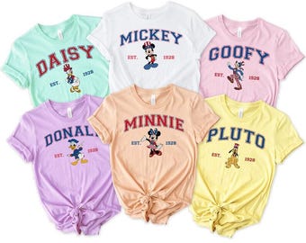 Mickey and Friend Varsity Style Independence Day Shirt, Fourth Of July Shirt, America Patriotic Flag Shirt, Freedom USA