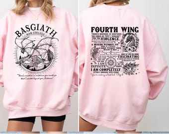 Basgiath War College 2-Sided Sweatshirt, Fourth Wing Xaden Riorson, The Empyrean Series, Violet Sorrengail Fantasy Book, The Empyrean Series