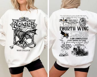 Basgiath War College 2-Sided Sweatshirt, Iron Flame Tee, The Empyrean Series, Violet Sorrengail Fantasy Book Dragon, The Empyrean Series