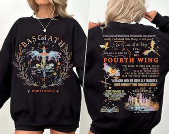 Basgiath War College 2-Sided Sweatshirt, Fourth Wing Hoddie Shirts, Fourth Wing Shirt, The Empyrean Series, Violet Sorrengail Fantasy Book