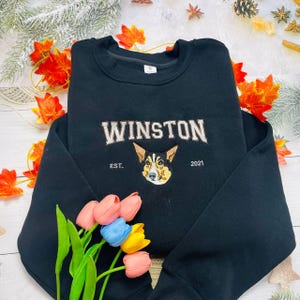 Custom Embroidery Pet Photo Sweatshirt, Pet Embroidered Hoodie, Dog Shirt with Name Embroidered, Pet Lovers Gift, Unique Gifts for Pet Loss