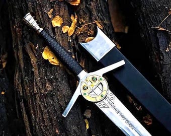 Réplica de la espada del guerrero lobo de plata hecha a mano con broche de Renfri: inspirada en el juego Witcher, espada de fantasía para cosplay, regalo de cumpleaños para él.