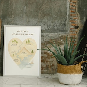 Karte eines Mutterherzes - Muttertagsgeschenk, Einzigartiges Geschenk für Mama, Mama Geschenk Poster, Bestes Geschenk für Mama, Wandkunst für Mama, Sentimentales Mama Geschenk