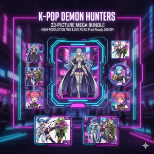 Kpop demon hunters |Valentine huntrix bundle | Huntrix doll | Saja girls png