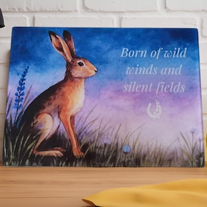 Hare Glass Cutting Board: Rustic Country Kitchen Worktop Saver