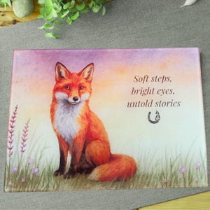 Fox Glass Chopping Board: Rustic Woodland Kitchen Decor