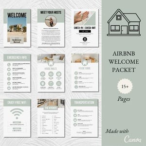 Guide de bienvenue Airbnb, signalétique, modèle de livre de bienvenue, guide de bienvenue, manuel modifiable de la maison Canva Air bnb, modèle VRBO pour hôte de location de vacances