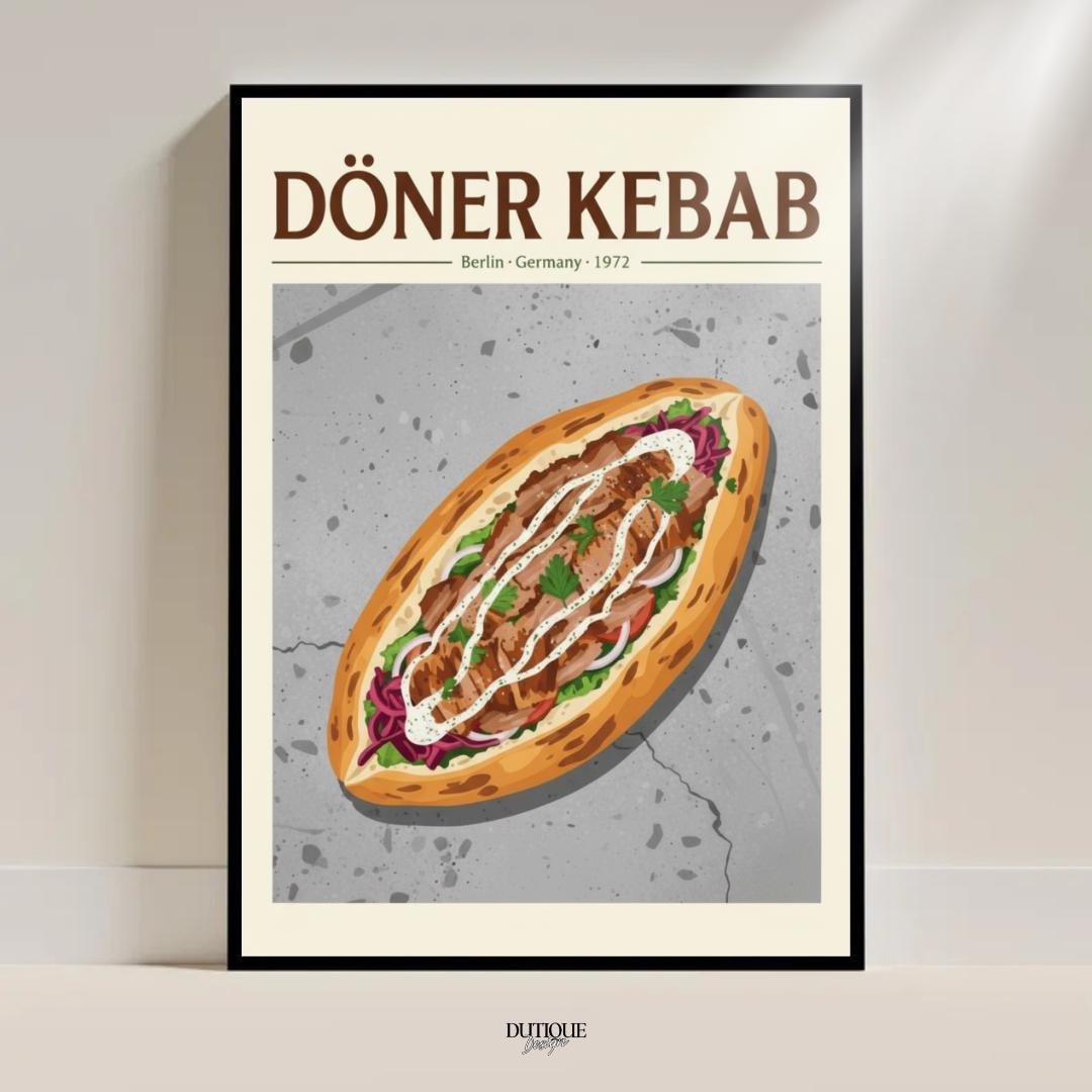 Döner Kebab Poster Berlin Deutschland Foodie Geschenk Retro Vintage ...