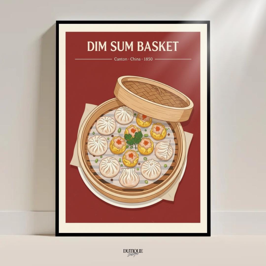 Dim Sum Poster Chinese Cuisine Print Vintage Food Art Dining Room Decor ...
