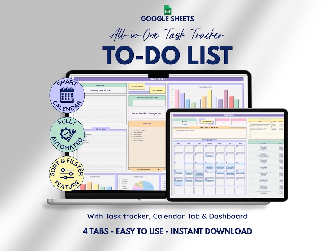 To Do List for Google Sheets, Task Tracker Template, Daily, Weekly ...