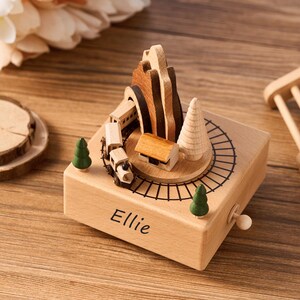 Personalized Wooden Carousel Music Box: Engraved Ballerina Keepsake