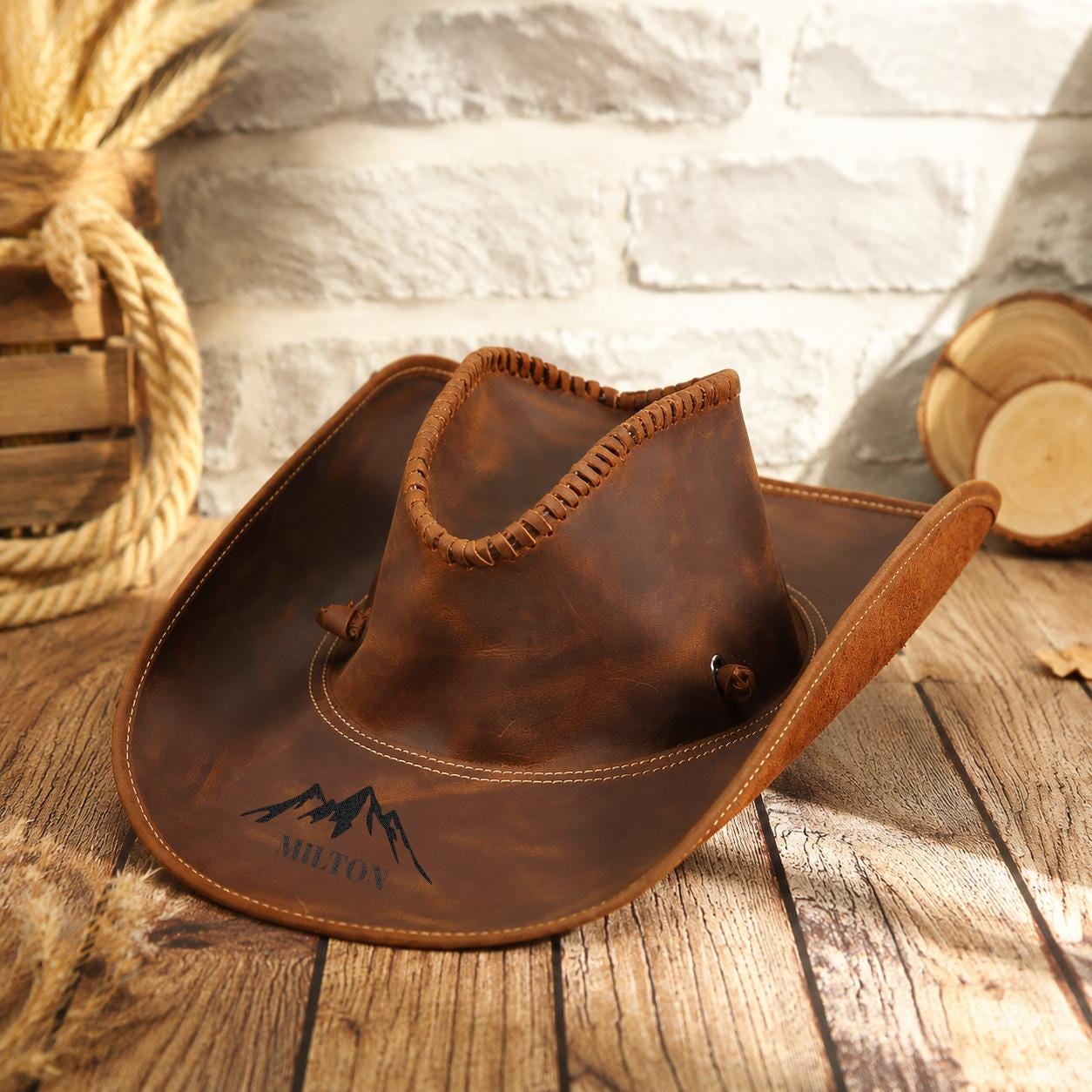 Personalized Leather Cowboy Hat, Rustic Western Wedding Gift, Groomsmen…