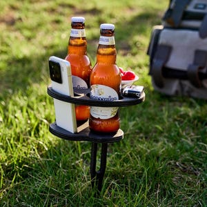 Portable Wooden Outdoor Table, Foldable Camping Picnic Drink Holder