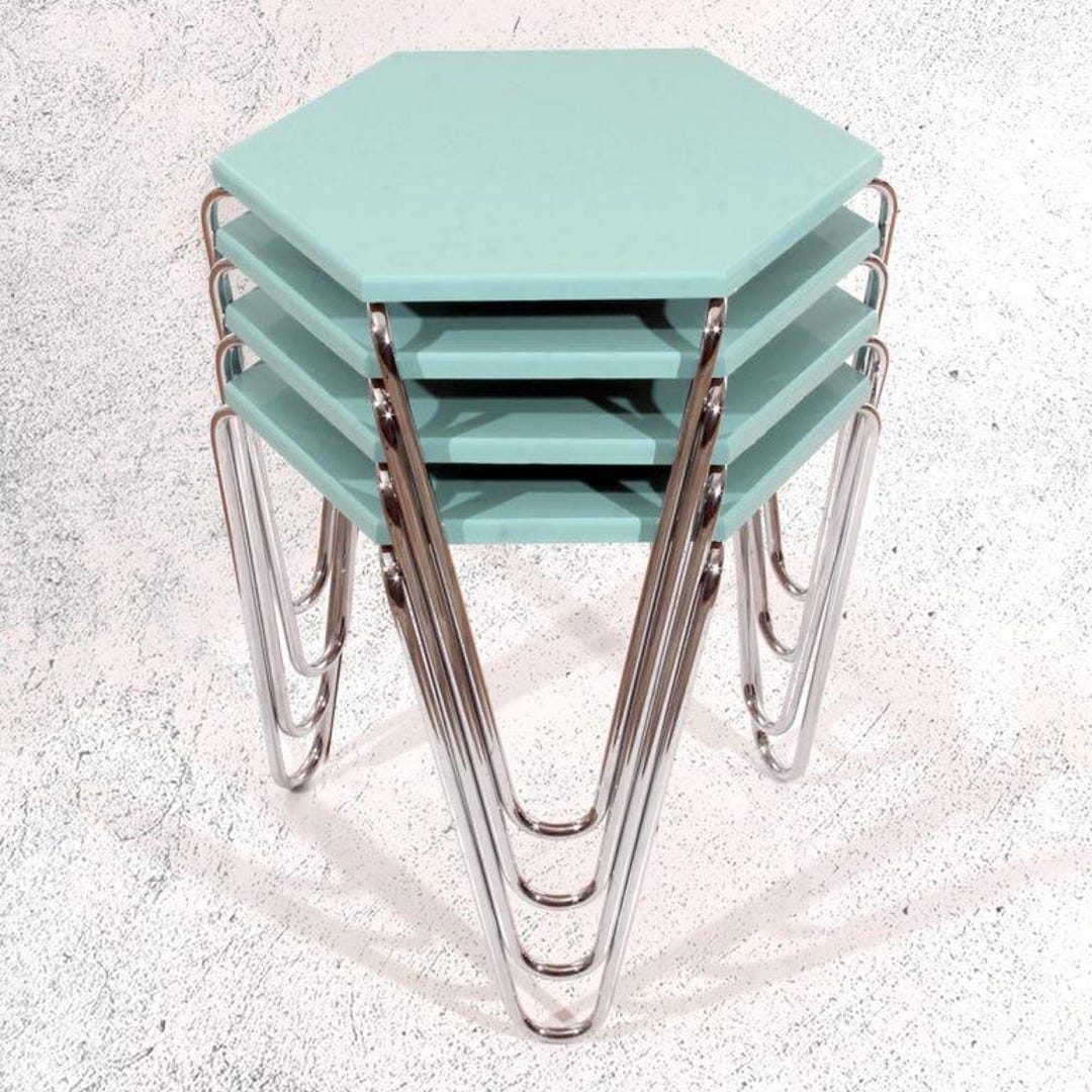 Quadruple Nickel Leg Pyramid Nesting Table - Single Color - Etsy