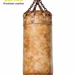 Boxsack aus geschliffenem Rindsleder | Vintage schweres Boxen, MMA Training