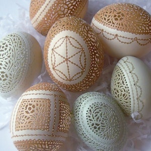 Victorian Lace Carved and Etched Egg of Your Own Design - Made to Order
