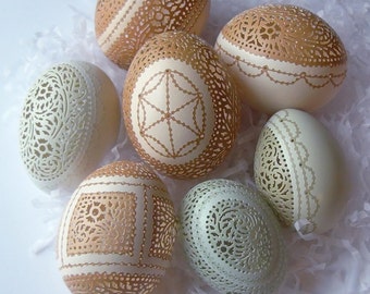 Victorian Lace Carved and Etched Egg of Your Own Design - Made to Order