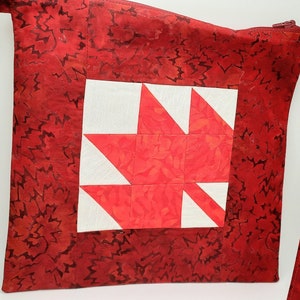 Red Maple Leaf Quilt Purse Tote Bag Crossbody Bag