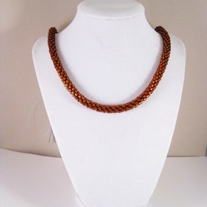 Kumihimo Beaded Necklace with Copper Delica Seed Beads image 4