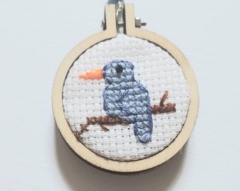 Blue Bird Cross Stitch Pendant
