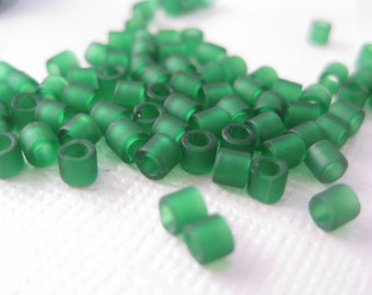 Transparent Matte Green Miyuki Delica Glass Seed Beads Size 8/0 (7.5 gram package)