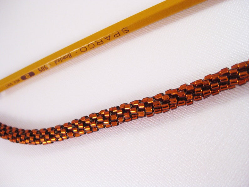 Kumihimo Beaded Necklace with Copper Delica Seed Beads image 5