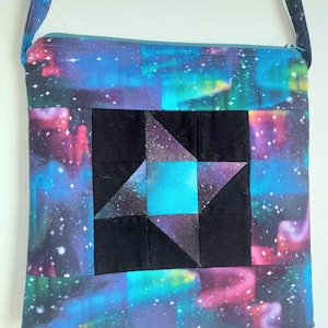 Rainbow Galaxy Friendship Star Quilt Zipper Purse Tote Bag Crossbody Bag