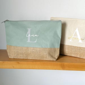 Personalisierte Kosmetiktasche | Schminktasche mit Namen | Jute | Geschenk personalisiert