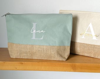 Personalized cosmetic bag | Makeup bag with name | Jute | Personalized gift
