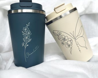 Personalisierter Thermobecher mit Gravur | To-Go Becher Edelstahl |  Geschenk personalisiert