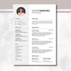 Resume Template Modern One Page CV for Word & Canva | Editable Professional ATS-Friendly Job Resume Design