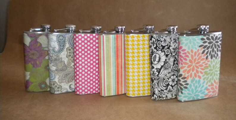 Flasks ANY 7 Print Design Stainless Steel Women Gift Flasks 8 Ounces