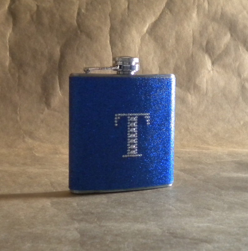 Personalized Gift Flask Royal Blue or ANY Color Sparkly With Etsy