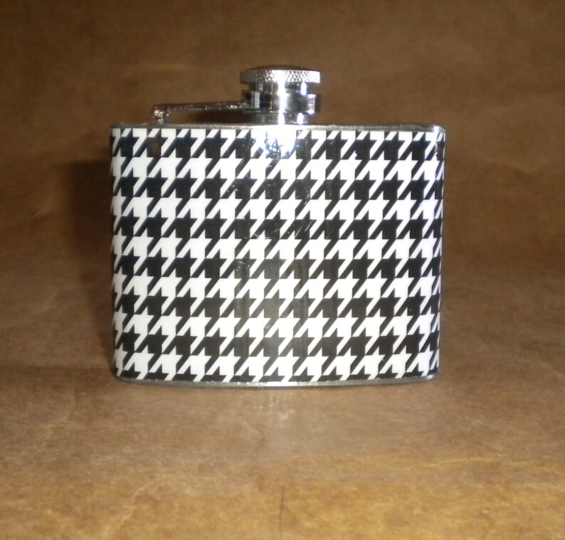 Party Favor Black and White Houndstooth Print Stainless Steel Etsy