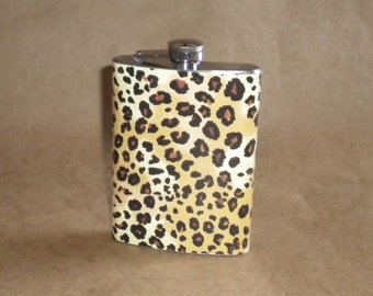 Ladies' Gift Flask Leopard Print Girl Gift Stainless Steel 8 Ounce Flask