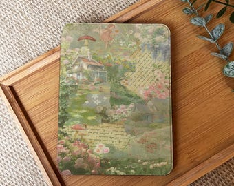 Green Retro Collage Kindle Case With Hand Strap For Paperwhite 12th Case, Kindle 2024, Paperwhite 6.8" Kindle 6" 11th Generation Case Cover