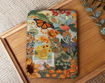 レトロフラワーコラージュ Kindle ケース（ハンドストラップ付き） Paperwhite 12th ケース、Kindle 2024、Paperwhite 6.8インチ Kindle 6インチ（第11世代）用ケースカバー
