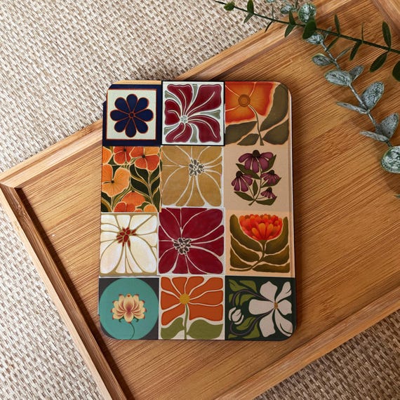 Retro Flower Collage Kindle Case With Hand Strap For Paperwhite 12th Case, Kindle 2024, Paperwhite 6.8" Kindle 6" 11th Generation Case Cover