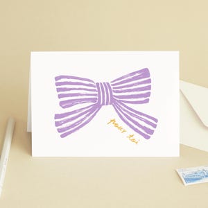 "For you" greeting card: a little something, love, a little note, a gift, a birth - Purple bow illustration - Message in French
